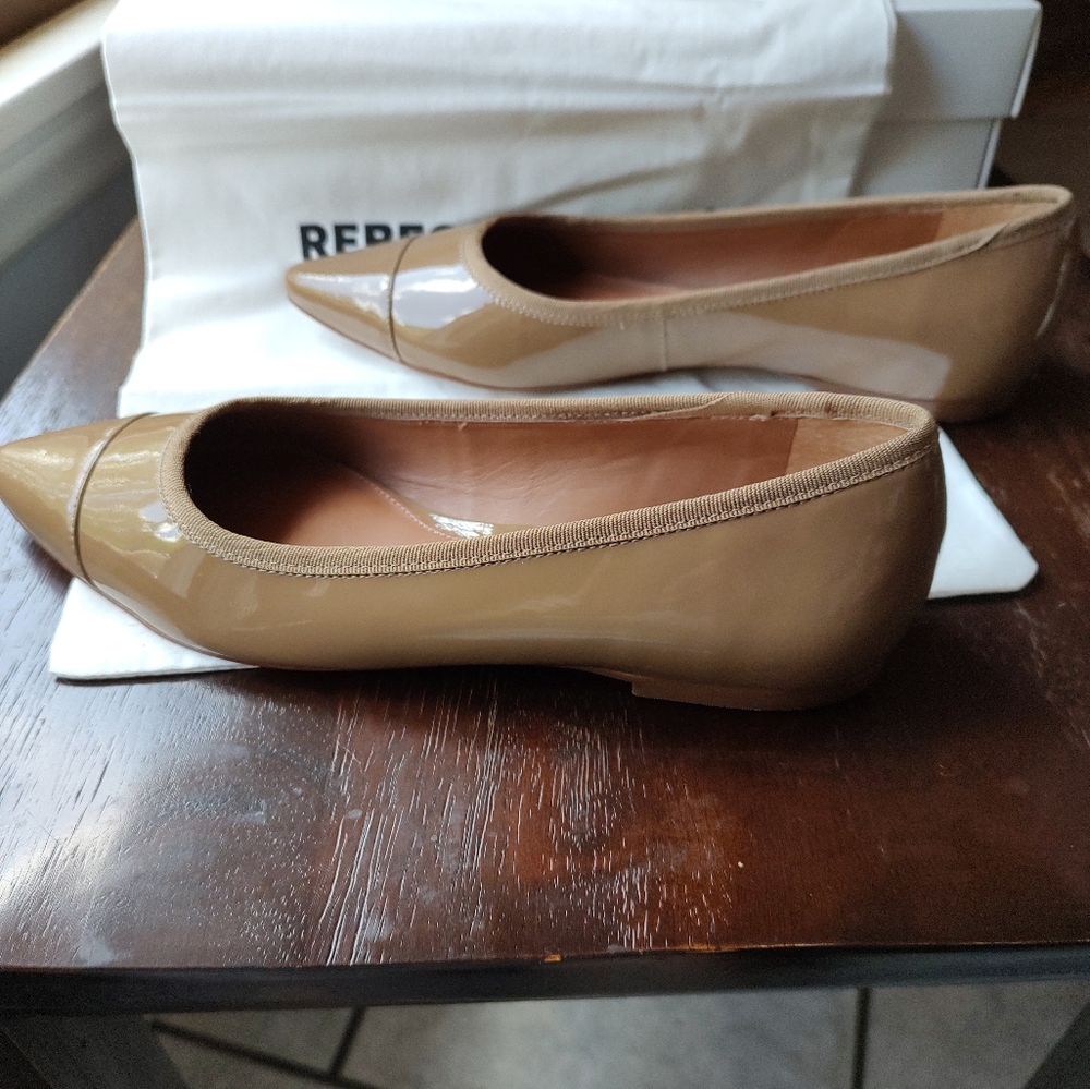 Rebecca Allen "The Skim" Women's Tan Caramel Nude 1 Patent Leather Flats Size 7 - Picture 5 of 9